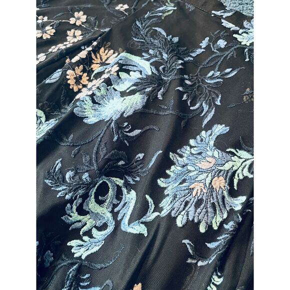 Sachin & Babi Embroidered Dark Floral Lace A-Line Skirt 10 whimsigoth romantic - Picture 6 of 9